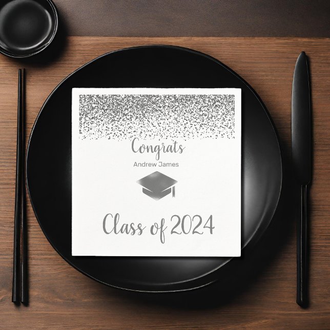 silver confetti 2024 graduation -  Congrats    Napkin (Creator Uploaded)