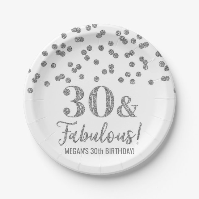 Silver Confetti 30 and Fabulous Paper Plate (Front)