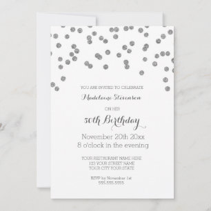 Silver Confetti  50th Birthday Party Invitation