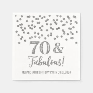 Silver Confetti 70 & Fabulous  Napkin