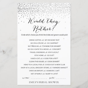 Silver Confetti Bridal Shower Game PRINTED