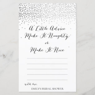 Silver Confetti Bridal Shower Game PRINTED