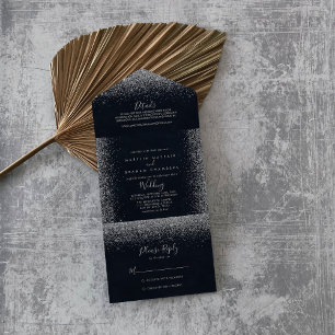 Silver Confetti Calligraphy Wedding    All In One Invitation