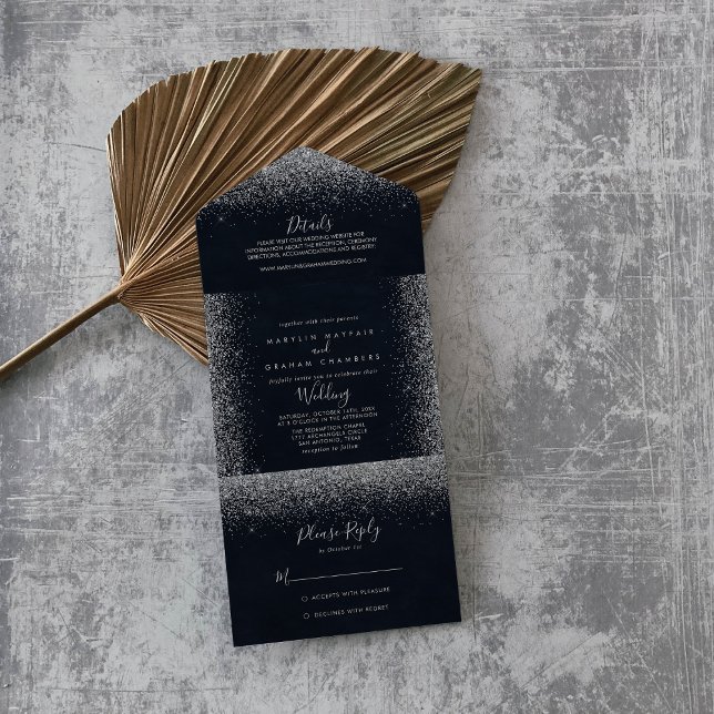 Silver Confetti Calligraphy Wedding    All In One Invitation (Creator Uploaded)