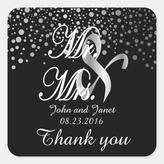 Silver Confetti Dots | DIY Background Colours Square Sticker (Front)