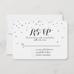 Silver Confetti Dots Wedding RSVP Card