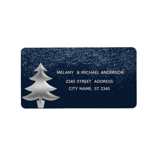 Silver confetti elegant Christmas tree holiday Label (Front)