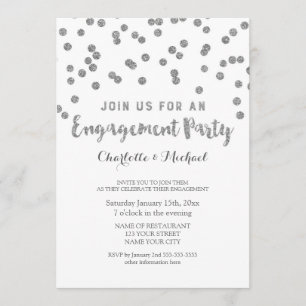 Silver Confetti Engagement Party Invitation