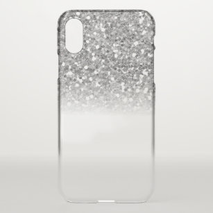 Silver Confetti Glitter Sparkle Clear Waterfall iPhone XS Case