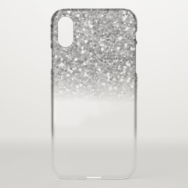 Silver Confetti Glitter Sparkle Clear Waterfall Uncommon iPhone Case (Back)