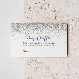 Silver Confetti Minimalist Diaper Raffle Ticket  Enclosure Card