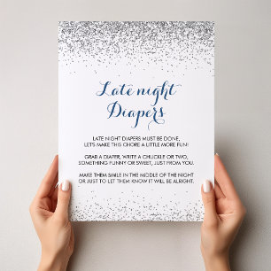 Silver Confetti Minimalist Late Night Diaper  Poster