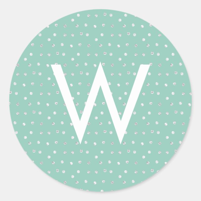 Silver Confetti Monogram Sticker (Front)