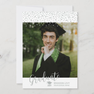 Silver Confetti Photo Class of Graduation Year Announcement