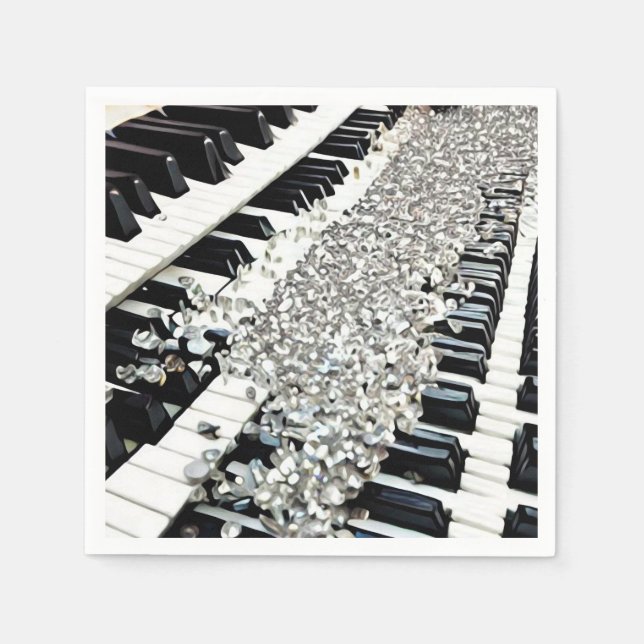 Silver Confetti Piano Keys Napkin (Front)