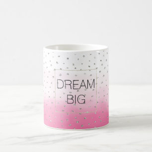 Silver Confetti Pink Ombre Watercolor Coffee Mug