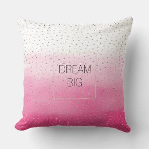 Silver Confetti Pink Ombre Watercolor Cushion