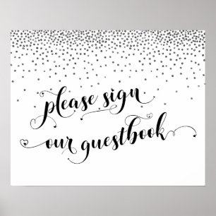 Silver Confetti Please Sign Our Guestbook Sign