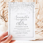 Silver confetti white typography wedding invitation<br><div class="desc">Silver confetti white typography wedding</div>