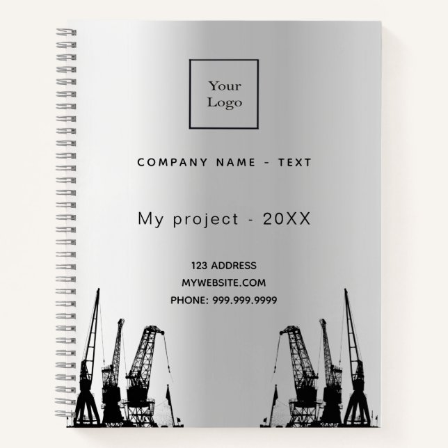 Silver construction cranes business logo notebook (Front)