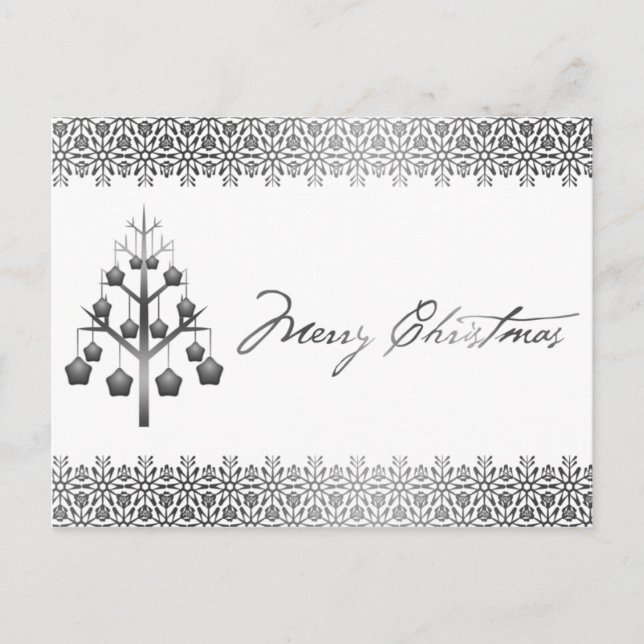 Silver Contemporary Christmas Holiday Postcard (Front)