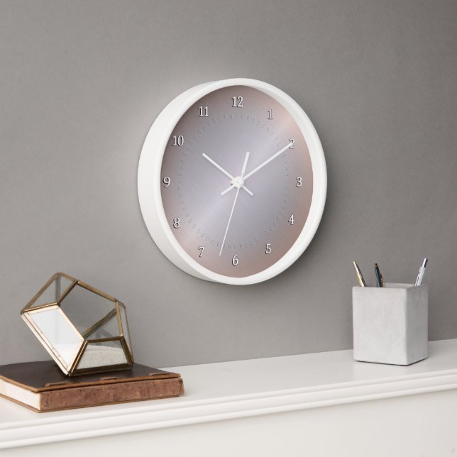 Silver, copper gradient with metallic lustre. clock (Office)