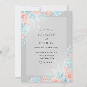 Silver Coral Petal Wedding Invitation