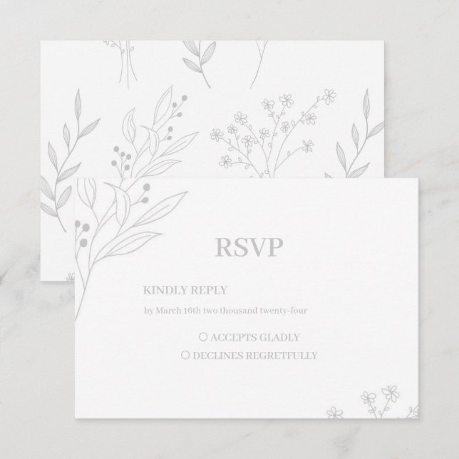 Silver Corner Floral Boho RSVP Card (Front/Back)