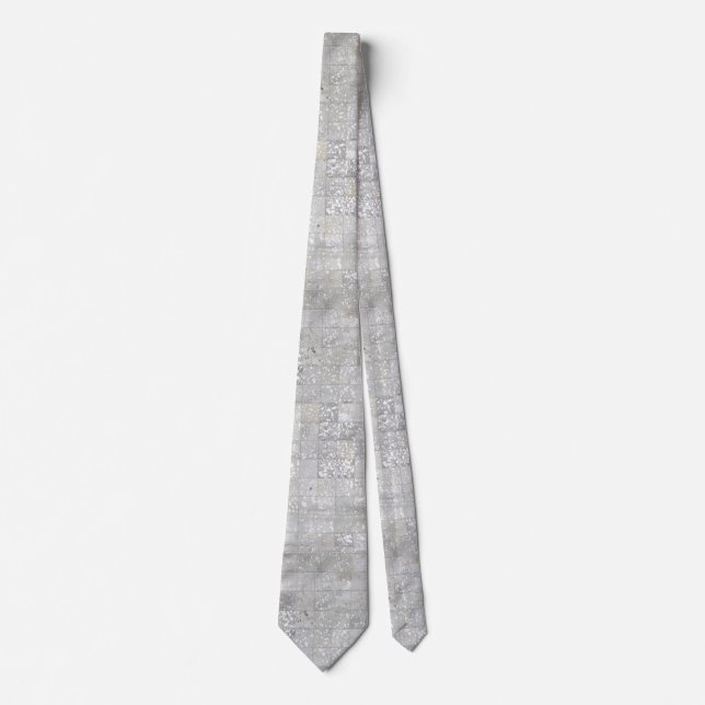 Silver Cowhide Patchwork Print Metallic Tie (Front)