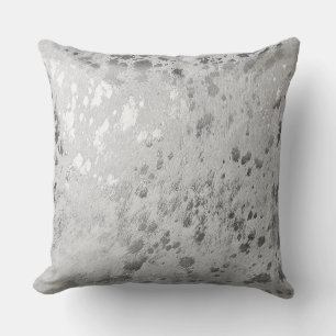 Silver Cowhide Print Metallic Scatter  Cushion