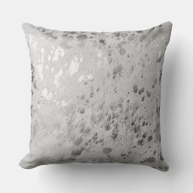 Silver Cowhide Print Metallic Scatter  Cushion (Front)
