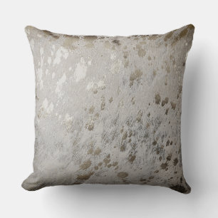 Silver Cowhide Print Metallic Throw Cushion