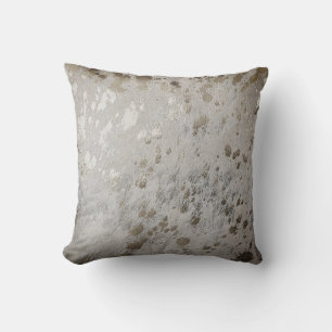 Silver Cowhide Print Metallic Throw Cushion