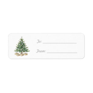 Silver Cream Gifts Christmas Tree Return Address Label