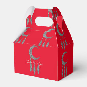 Silver Crescent Moon Feathers Thunder_Cove Favour Box
