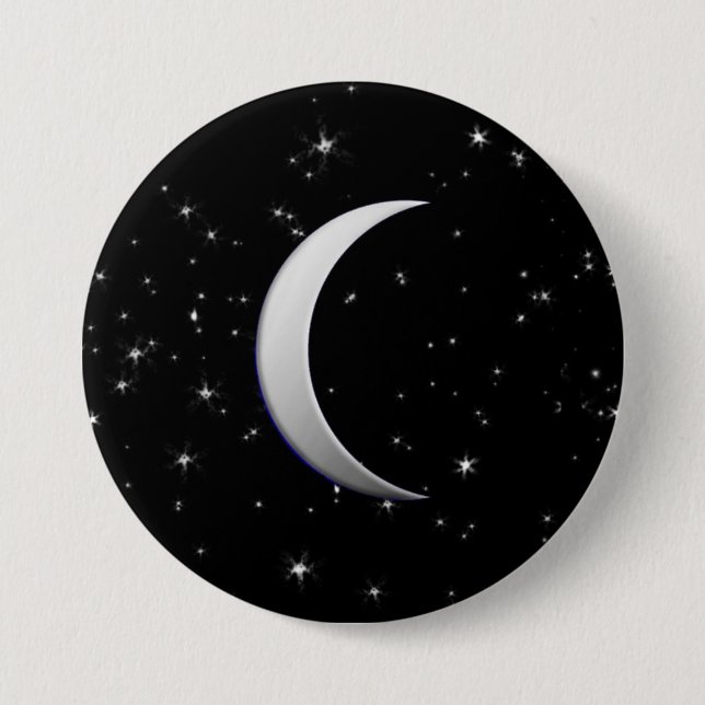 Silver crescent moons - starry background 7.5 cm round badge (Front)