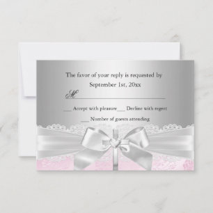 Silver Cross & Lace Bow Baptism/Christening RSVP