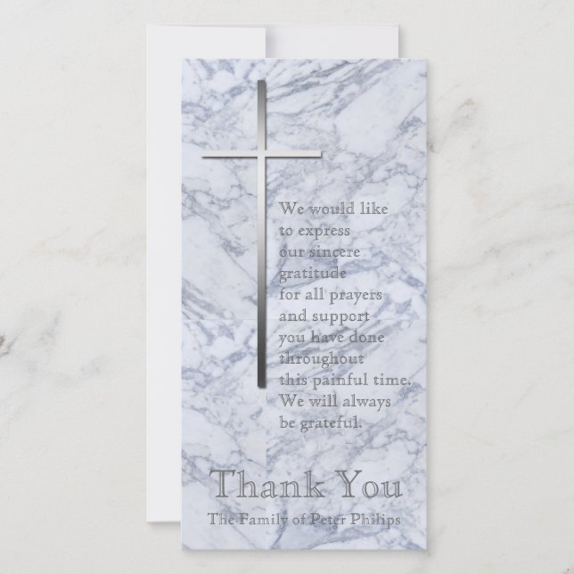 Silver Cross Marble 2 Sympathy Thank You Card (Front)