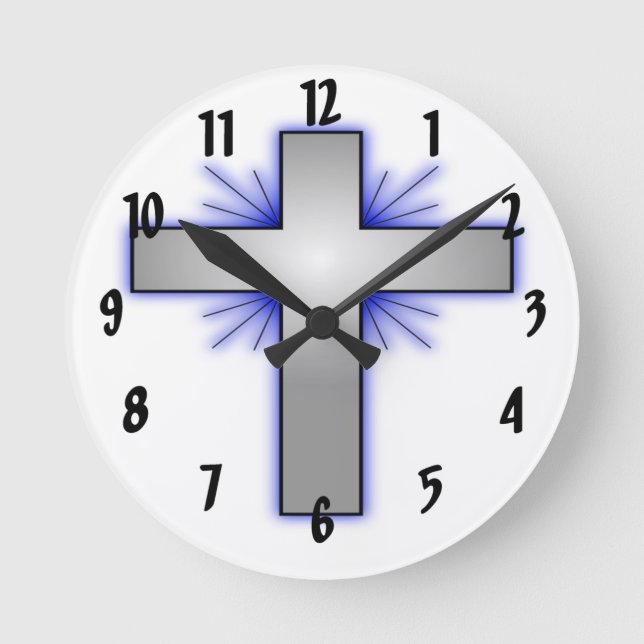 Silver Cross Round Clock (Front)