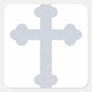 Silver cross square sticker