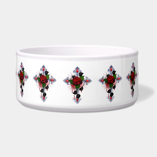 Silver Cross with a Red Rose (Front)