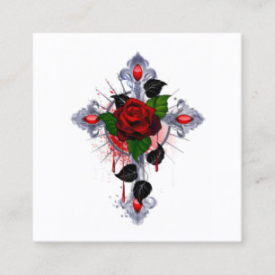 Silver Cross with a Red Rose Appointment Card