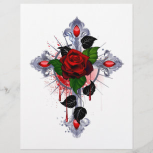 Silver Cross with a Red Rose Flyer