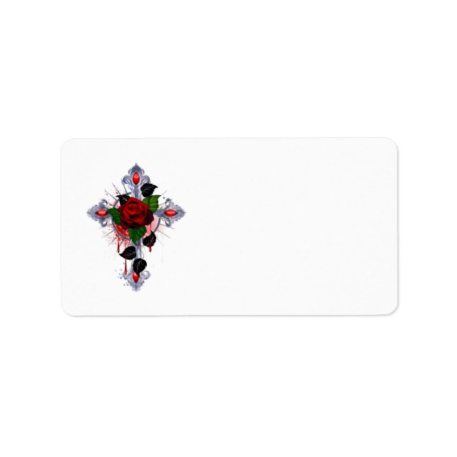 Silver Cross with a Red Rose Label (Front)