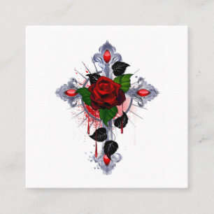 Silver Cross with a Red Rose Loyalty Card