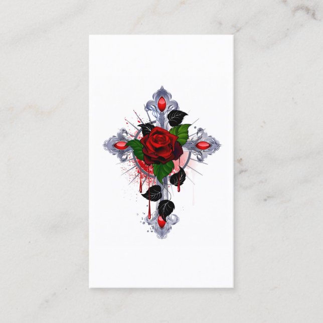 Silver Cross with a Red Rose Loyalty Card (Front)