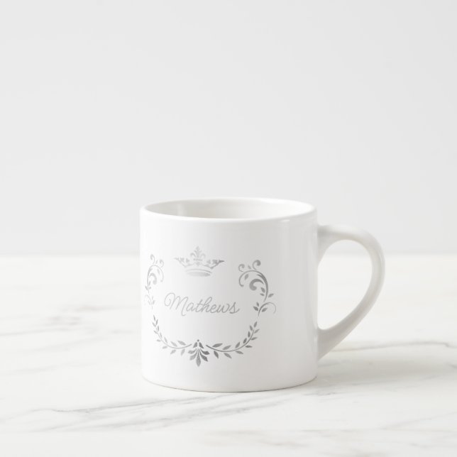 Silver Crown Crest Personalised  Espresso Cup (Right)