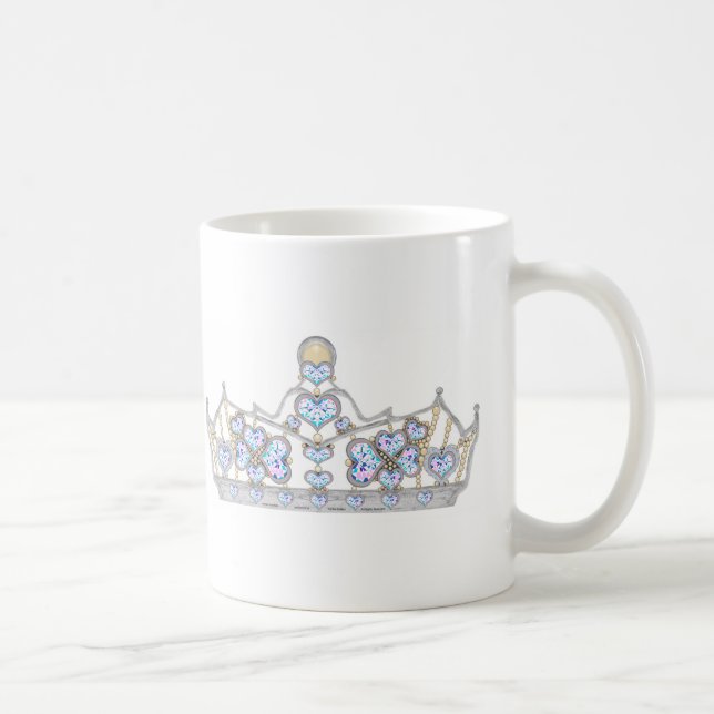 silver crown of heart diamonds bright fashion coffee mug (Right)