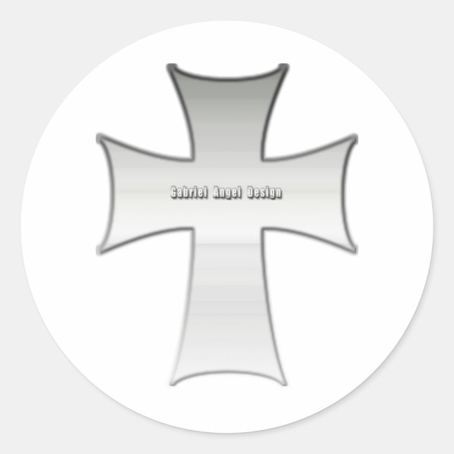 Silver Crucifix Classic Round Sticker (Front)