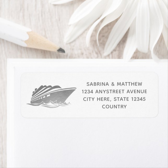 Silver Cruise Ship Modern Return Address Label (Insitu)